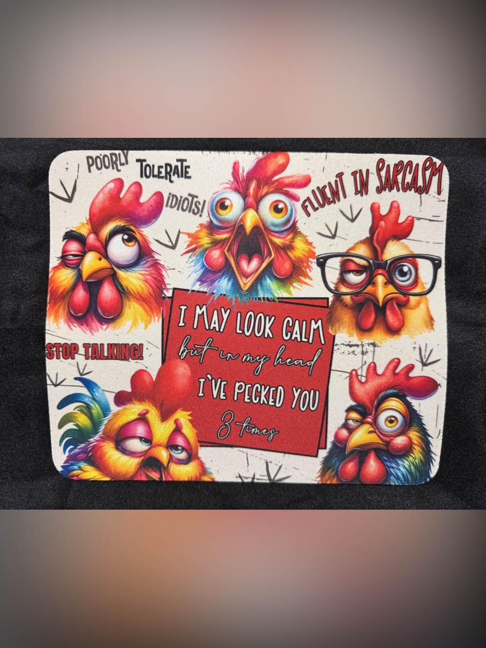 Colorful Crazy Chicken Mouse Pad - BRAND NEW!